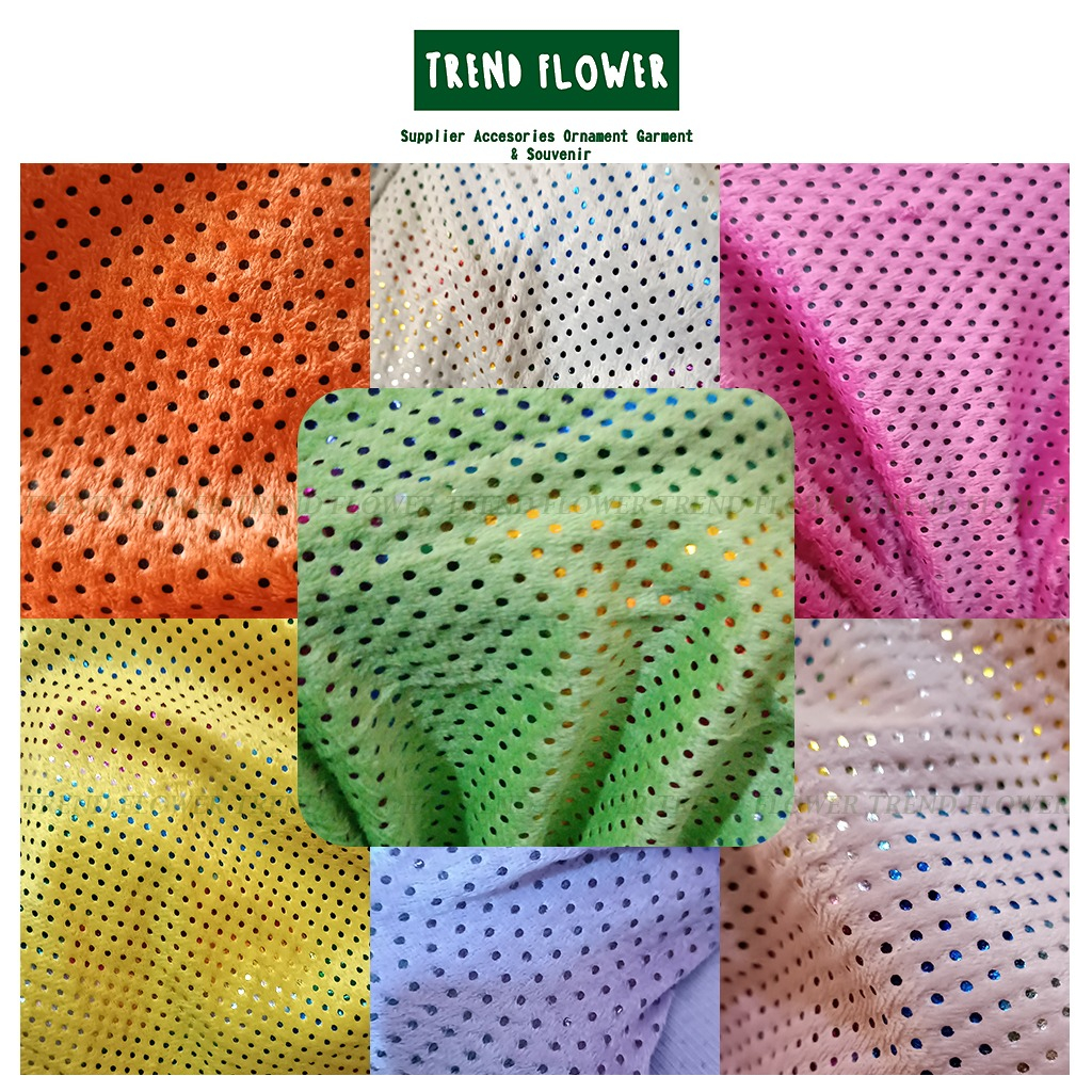 Cuci Gudang !!! Kain Bulu Halus Polkadot - Kain Tambahan Motif Baju