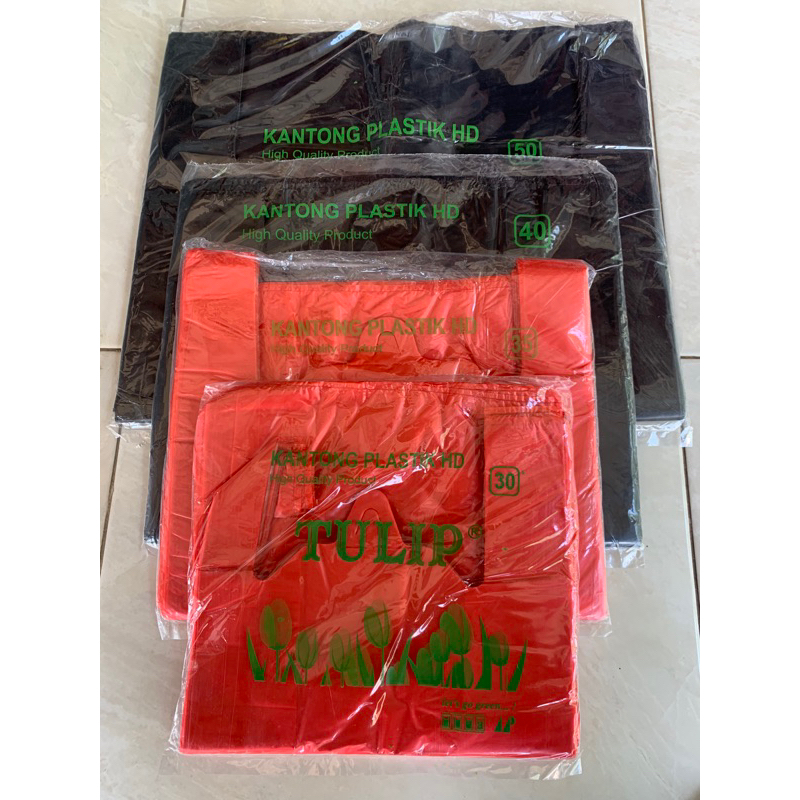 Kantong kresek Jumbo HDPE TULIP / SOANG ( Warna random putih,merah,hitam ) lebar 30cm,35cm,40cm,50cm