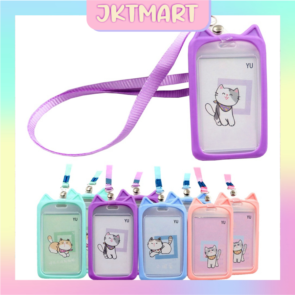 

⭐ JKTMART ⭐ Holder Gantungan Tali Kartu Akses Kantor Mrt Busway Lanyard Card Holder Motif Kucing S091