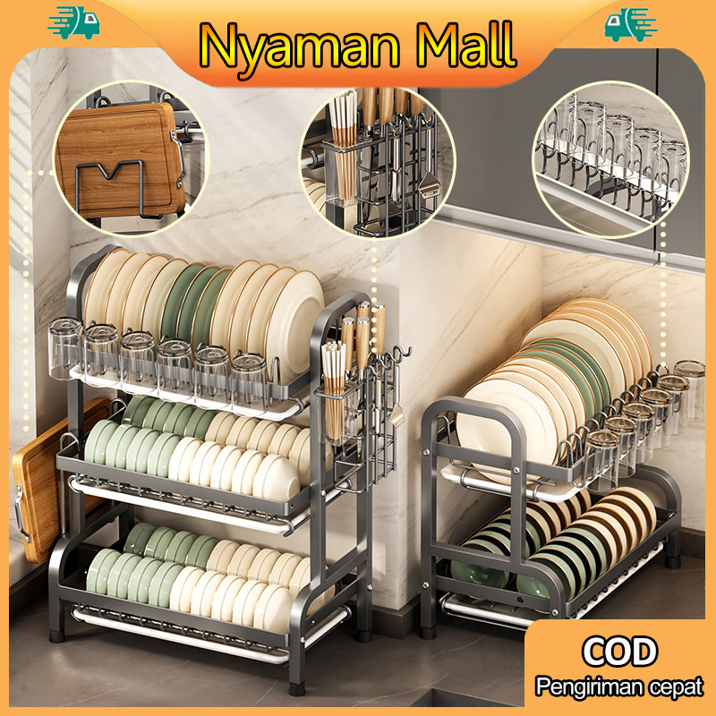 Rak Piring Rak Dapur Rak Cuci Piring Rak Penyimpanan Dapur Rak Pengering Piring Rak Mangkuk Piring D