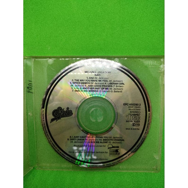 CD audio digital MICHAEL JACKSON Album BAD, Tanpa cover