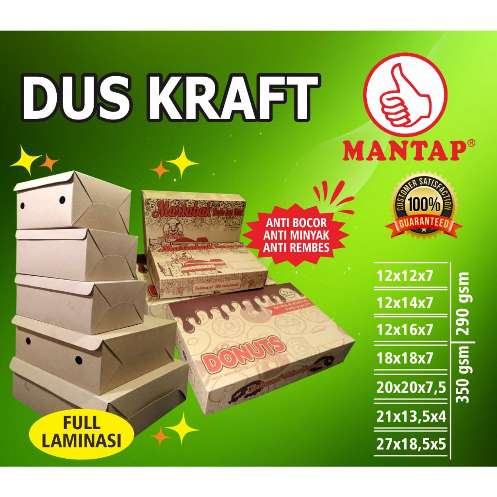 Box Kardus Snack Kue GS Kraft Coklat Full Laminasi Tebal 12x12 12x14 12x16 / Dus Kotak Roti / Kotak Makan