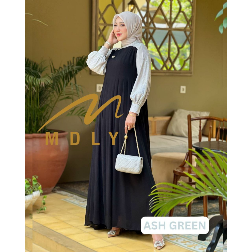 Fashion Muslim Dress MDLY Gold Gamis Syari Wanita Terbaru Baju Dress Muslim Maura Dress By Mdly