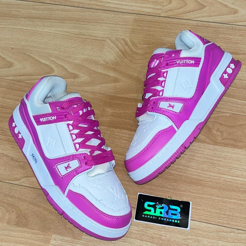 LV Trainer Low White pink