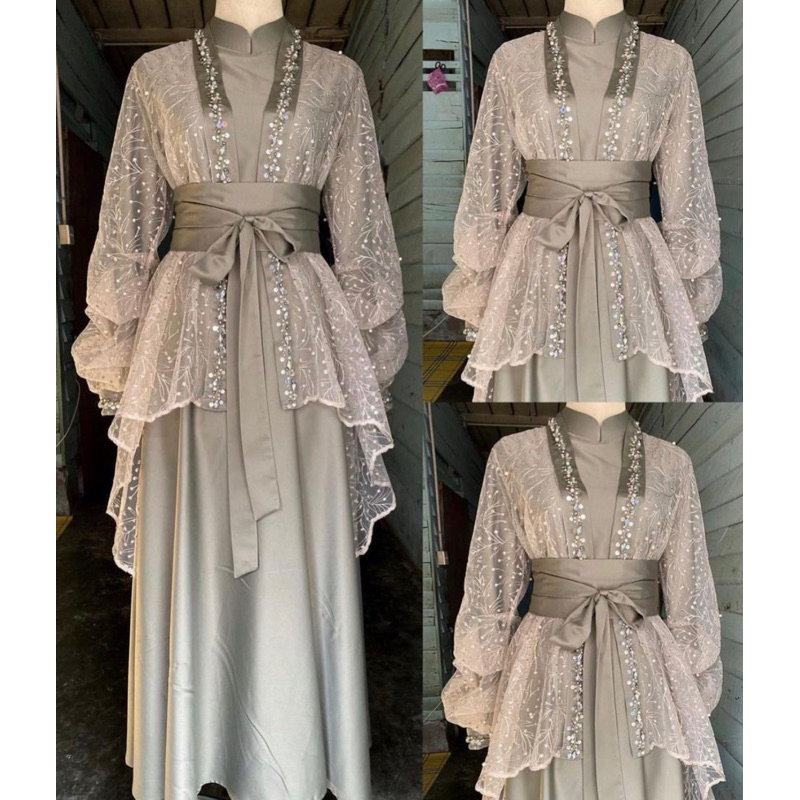 Paket hemat Laluna satu set inner | dress brukat setelan | Gamis muslim wanita