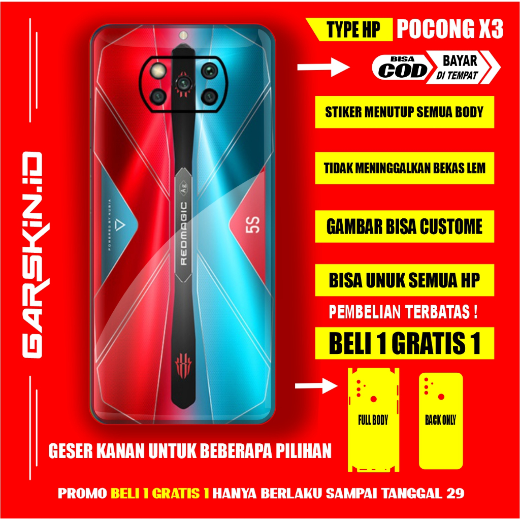 GARSKIN POCO X3  AKSESORIS CASING PELINDUNG HP POCO ORIGINAL GRASKIN  POCO X3 FULLBODY SKIN PROTEC D