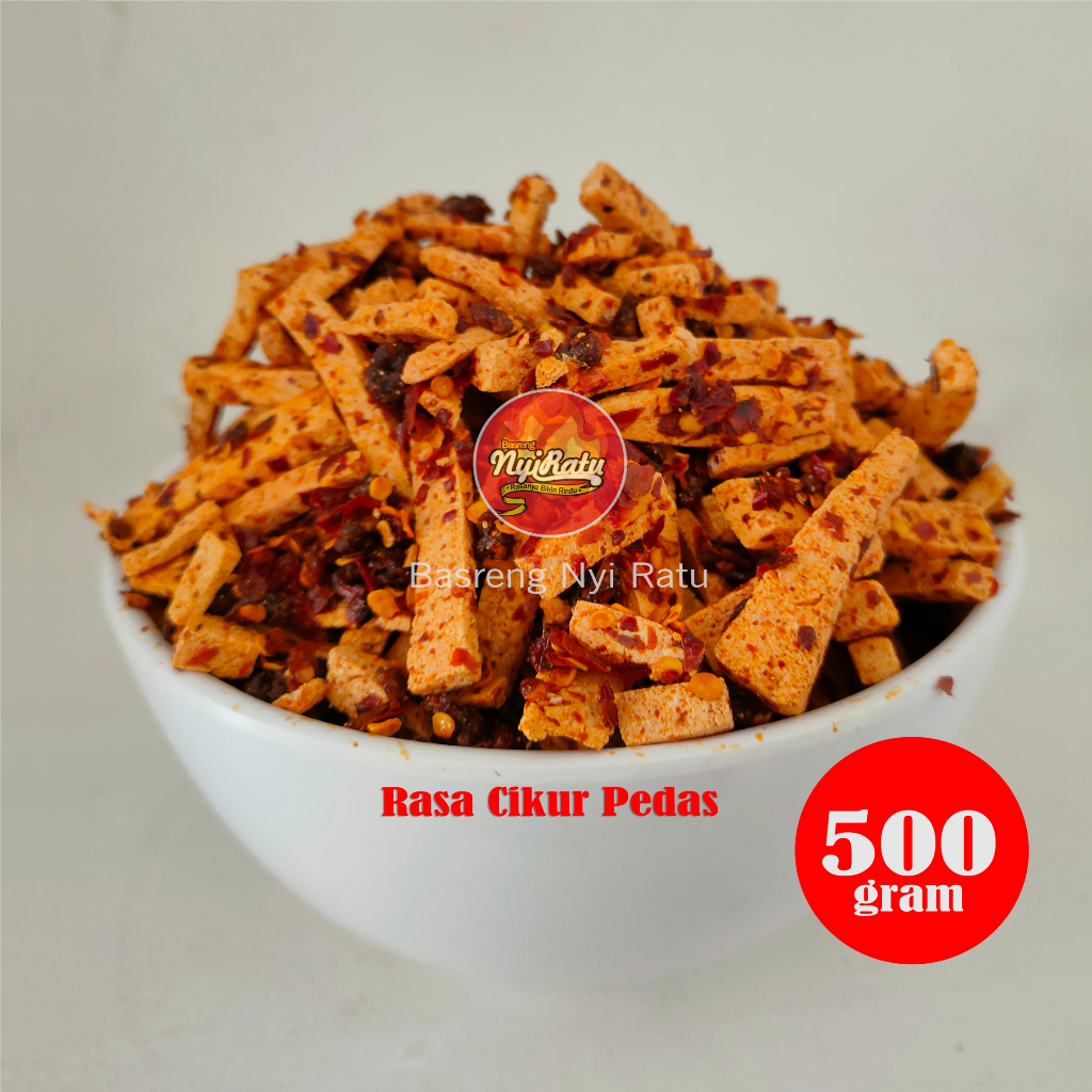 

Basreng Viral Seblak Cikur Pedas Kemasan 500 gram / Basreng Cemilan Snack Nyi Ratu