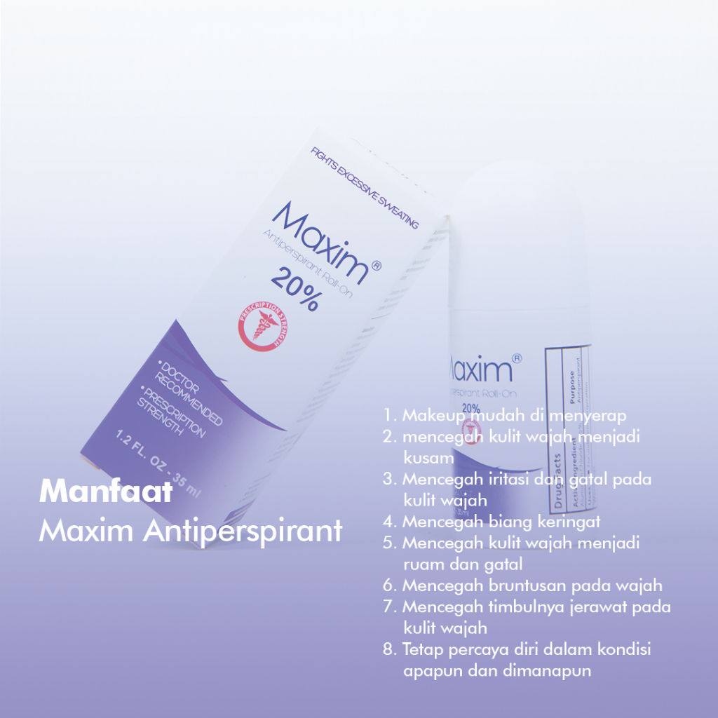 Maxim Antiperspirant Roll On 20% Volume 35ml + 1 Sachet Wipe 15%