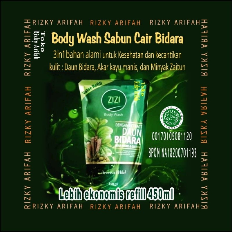 SABUN MANDI CAIR ZIZI BODY WASH EKSTRAK DAUN BIDARA REFILL 450ML