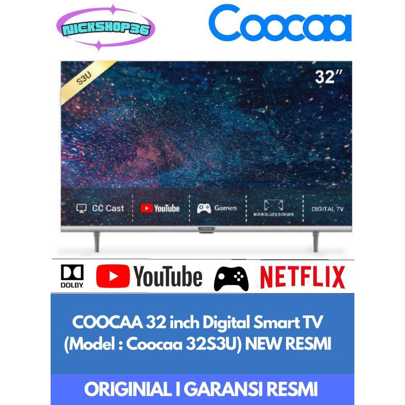 COOCAA 32 inch Digital Smart TV (Model : Coocaa 32S3U) NEW RESMI