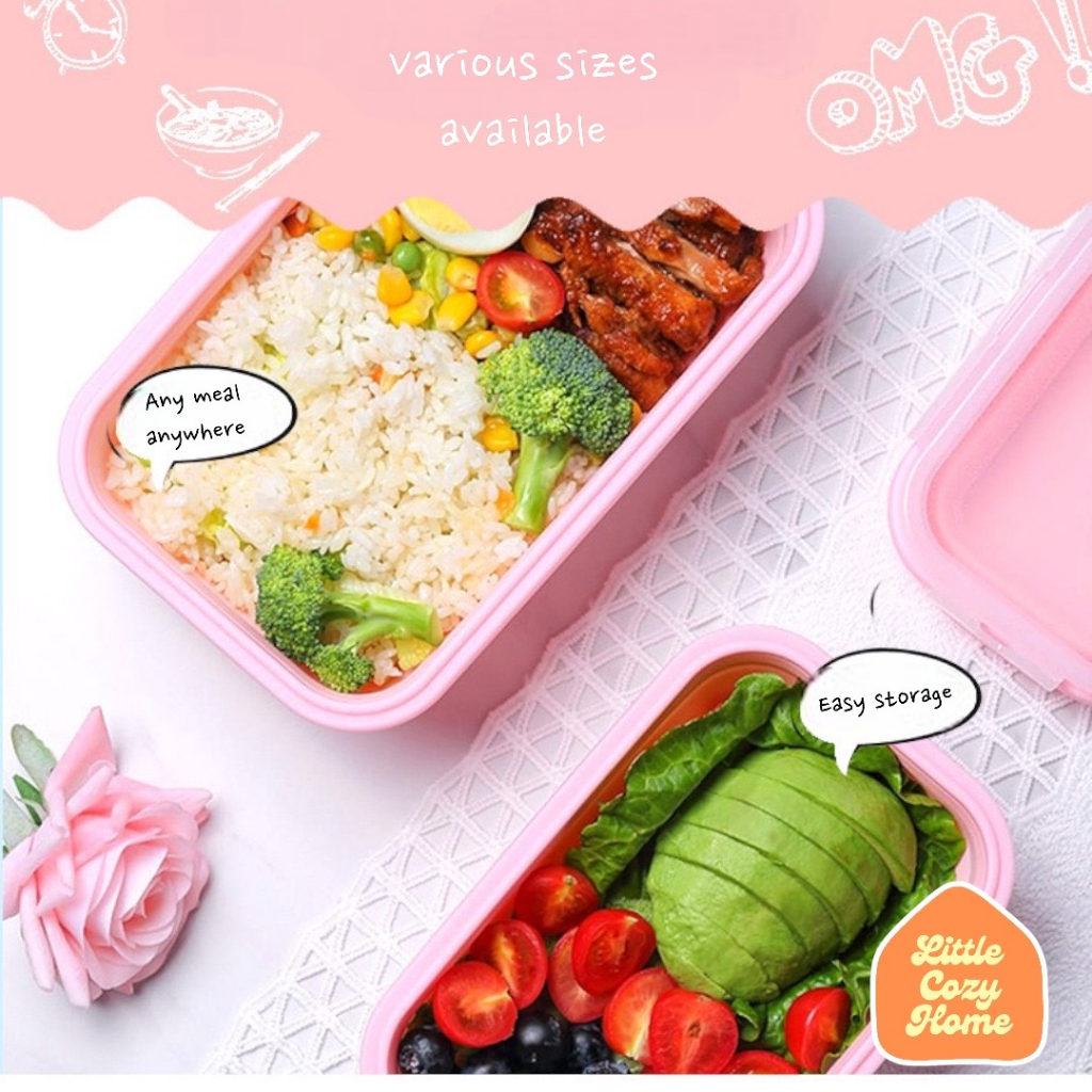 Foldable Lunch Box / Kotak Makan Lipat Satuan Eceran Expandable Bahan Container Silicone Lunch Box / Wadah Makan Lipat Silikon Praktis Mudah Dibawa Bekal Bento Box Food