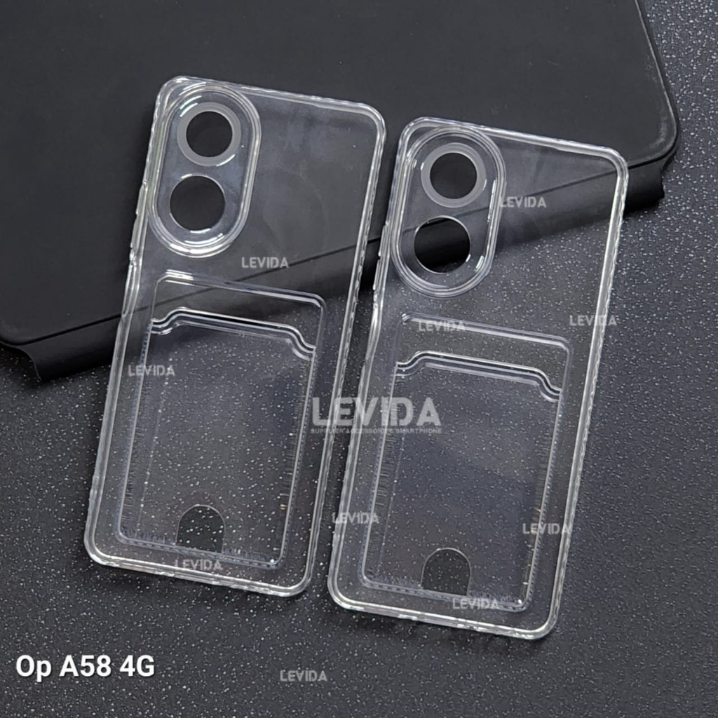Oppo A58 4g Oppo A55 4G Card Case Clear / Slot Kartu Bening Case Oppo A58 4g Oppo A55 4G
