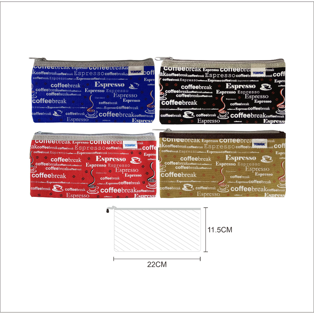 

Tomex Document Bag Kotak Pensil / Tempat Pensil Resleting Motif Espresso B6