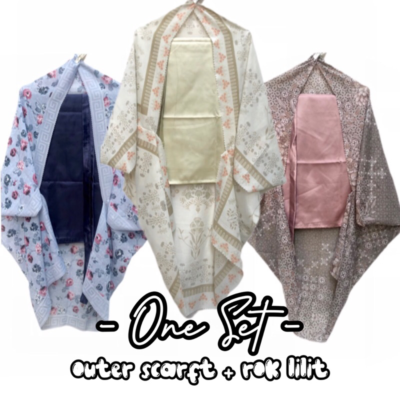 One set Outer Scarf Rok lilit polos satin velvet