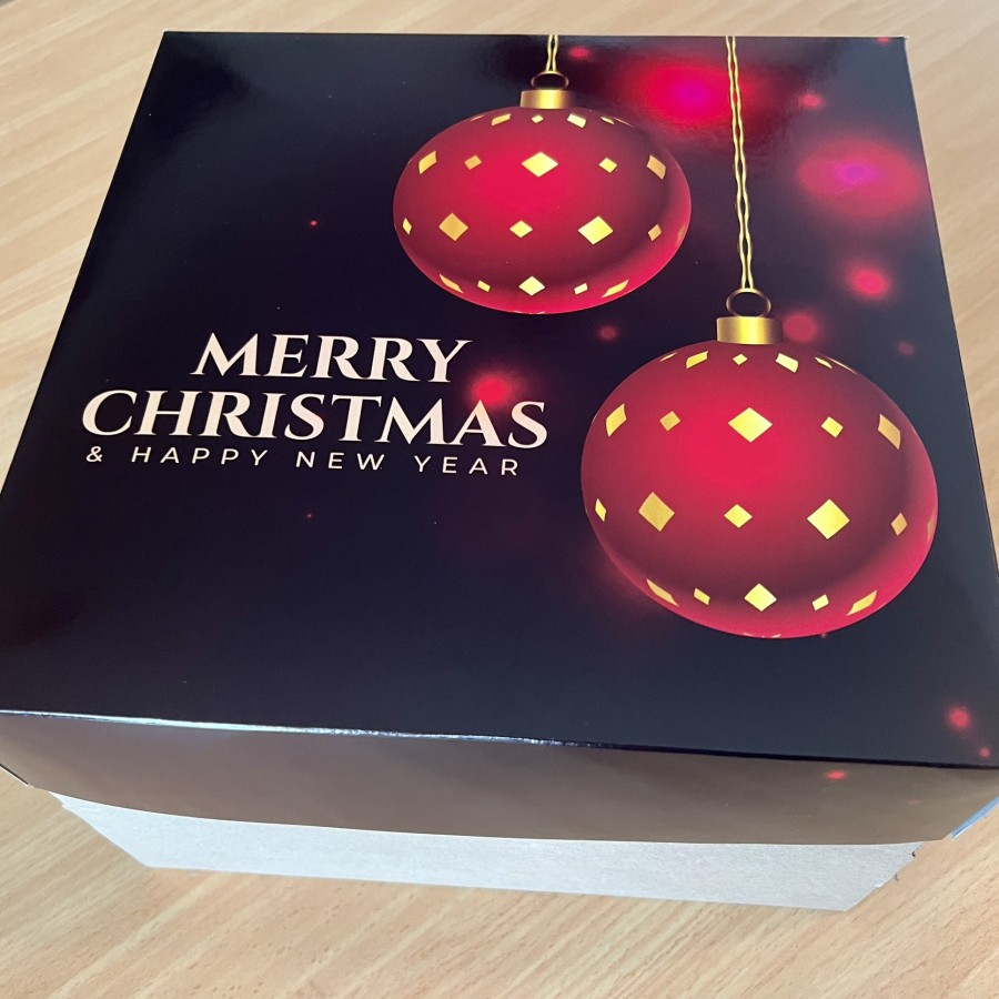 

(10 pcs) 25 x 25 x 18cm Dus kue edisi natal hitam sprinkle Box christmas Dus bolu Packaging natal Hampers natal