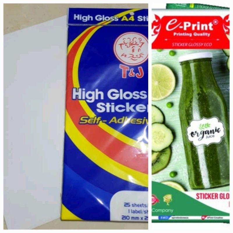 

Glossy sticker stiker label mengkilap A4