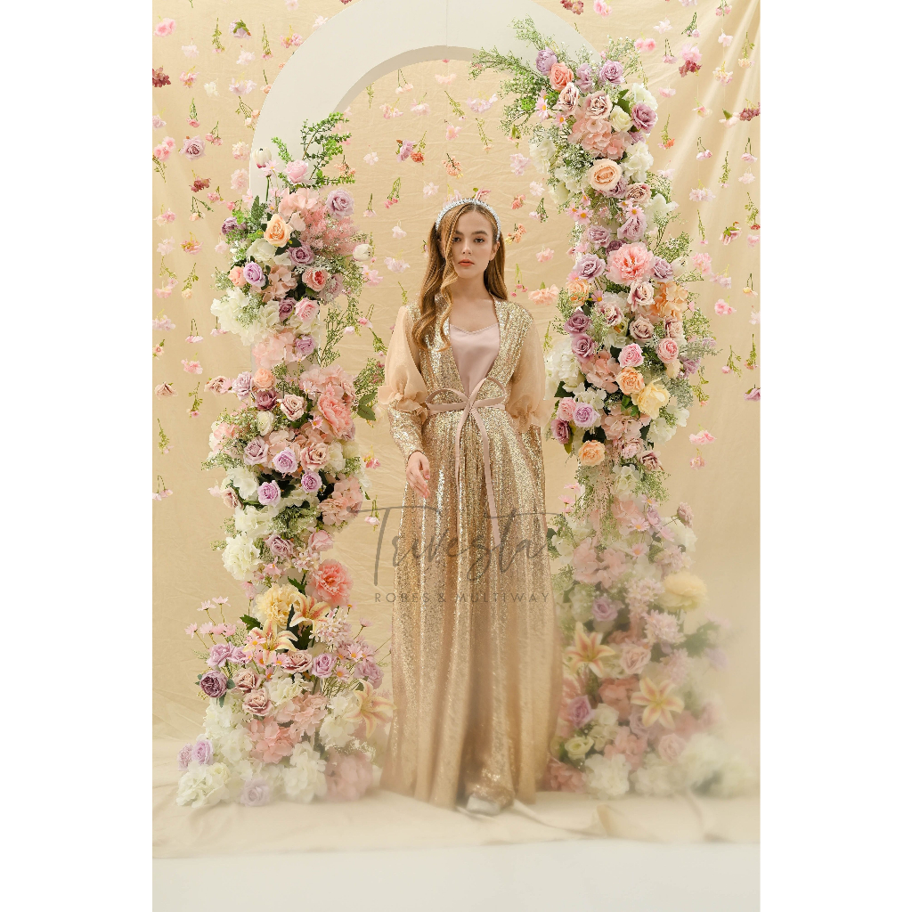 Trivesta Robes - Fleur Sequins Gold Robe - Enchanted Collection - Kimono Pengantin Bride Robe Photos