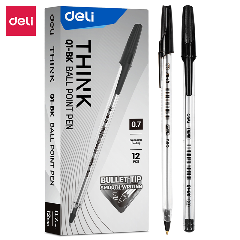 

[PCS-an] Deli Pulpen Ballpoint Deli Think Q1-BK 0.7mm 1 Lusin / Bolpoin / Pen