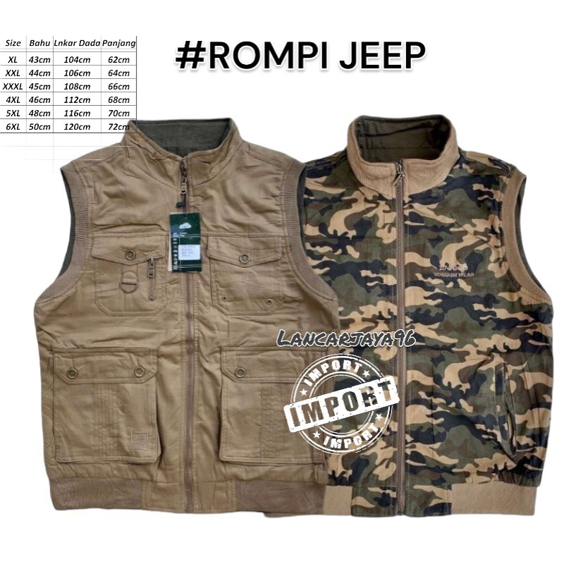 rompi jeep bolak balik import original