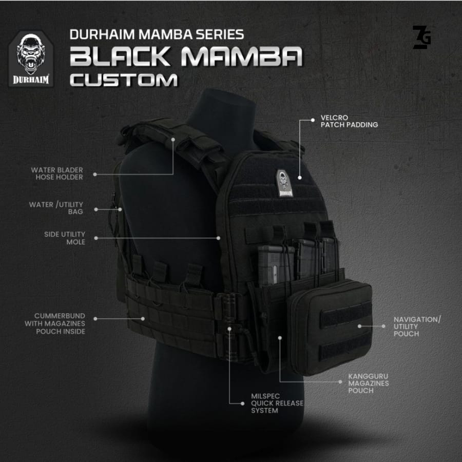 Body Vest Durhaim Black Mamba Custom rompi tactical