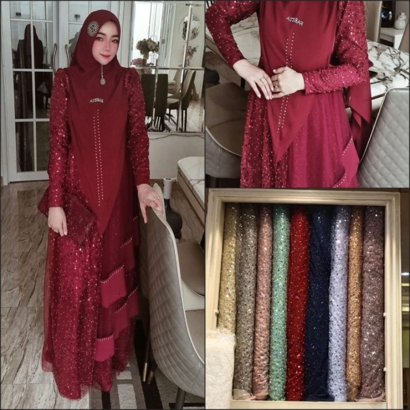 [FAESTA SYARI] DRESS SET TERBARU /GAMIS SET BROKAT MEWAH " CALISTA SET " By faesta syari