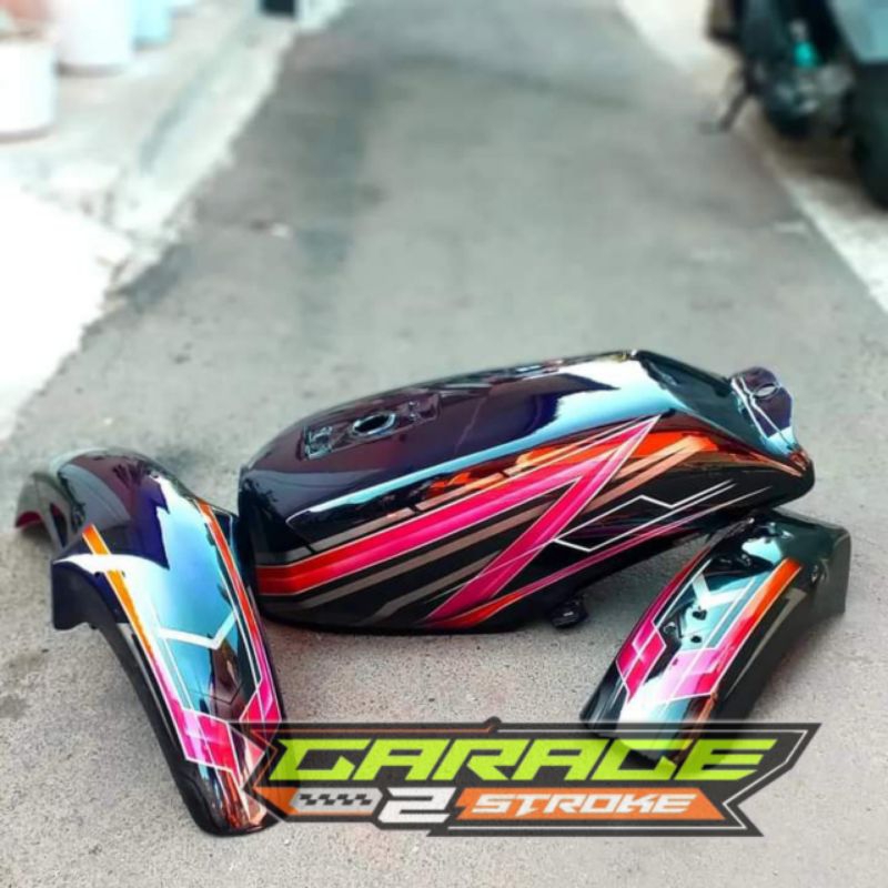 Body Set Yamaha Rx King Airbrush Hitam Magenta