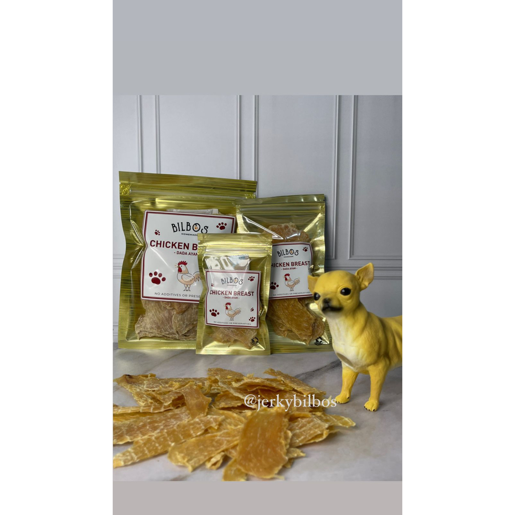 jerky dada ayam - chicken breast jerky - cemilan anjing - dog treat