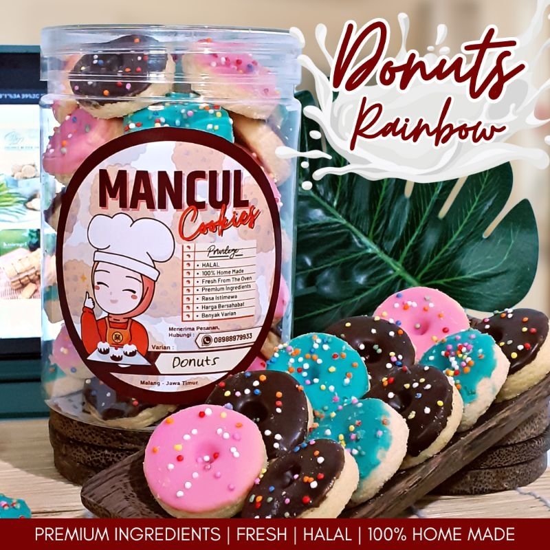 

Kuker Donuts Rainbow - Kue Kering Donat Premium Rasa Susu Topping Coklat Strawberry Blueberry Pelangi Mini Karakter Ultah Pop Toping Warna Warni Terlaris Murah Enak Manis Lezat Natal Lebaran Imlek Hajatan Viral Tiktok Unik Lucu Hampers Grosir Toples Snack