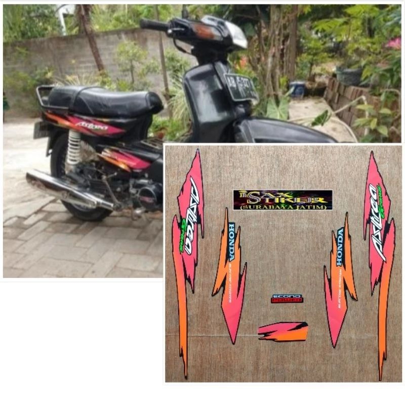 stripping sticker lis standar ori honda astrea grand 1994 1995 warna pink orange