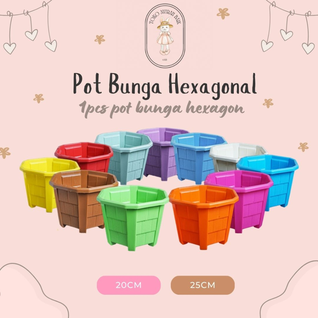 POT BUNGA PLASTIK SEGIENAM - VAS PLASTIK HEXAGONAL BESAR SEDANG - MEDIA TANAM MB OFFICIAL