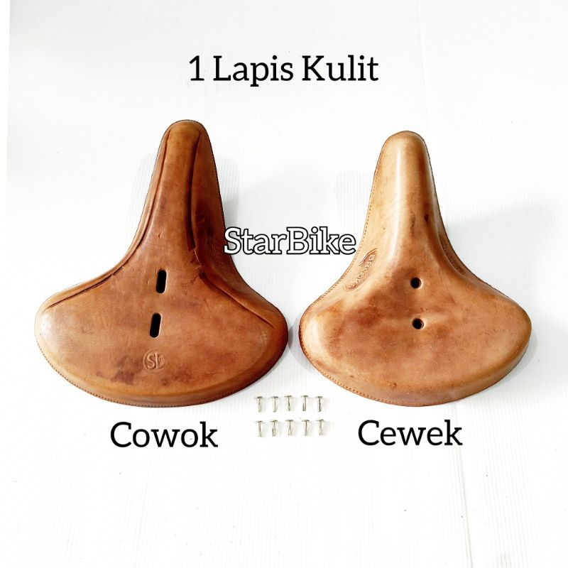 Cover Tutup Sadel Kulit Sepeda Onthel Kebo 1 Lapis Kulit Cowok Cewek Gazelle Brooks