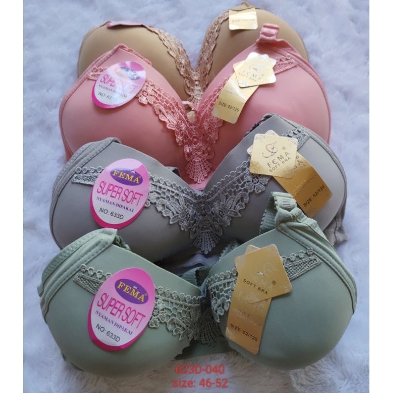 BRA/BH motif Broklat tanpa kawat (size 32-36) 633D-040 Fema Hak 3