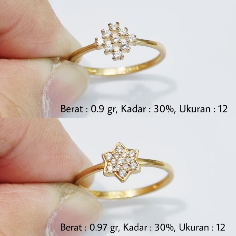 Cincin Emas Size Ukuran Ring 12 Kadar 30% (6K) - X9