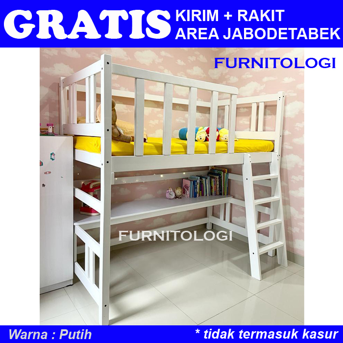 Piyugardening Ranjang Susun Loftbed Anak Dengan Meja Belajar