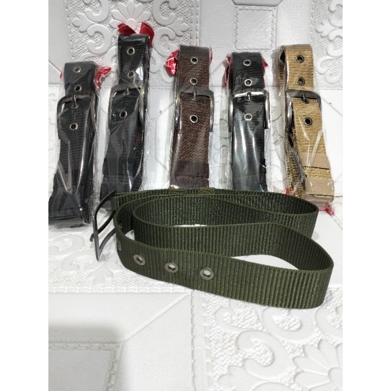 sabuk ikat pinggang gesper kain dewasa model jarum plong besi