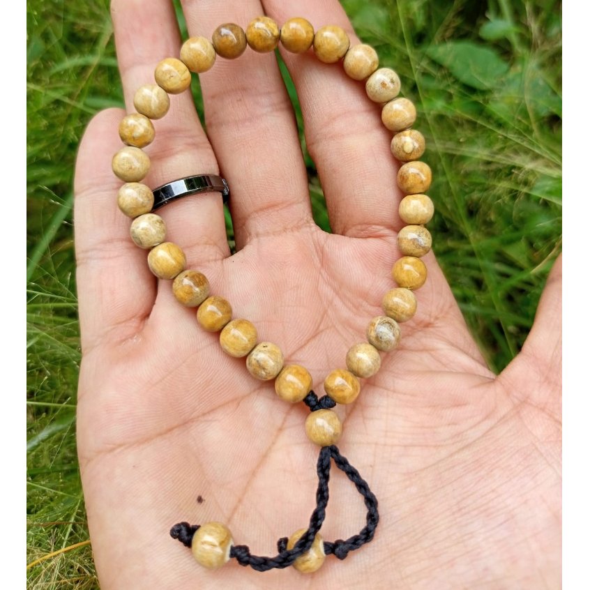 Gelang butiran akar bahar putih 6mm