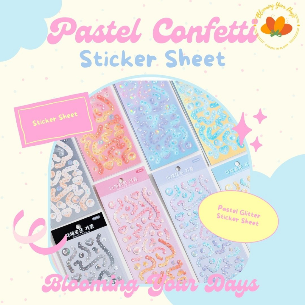 

bloomingyourdays Stiker Pita confeti Warna Pelangi Anti Air Untuk Dekorasi Scrapbook confetti sticker gliter photocard journal dekorasi