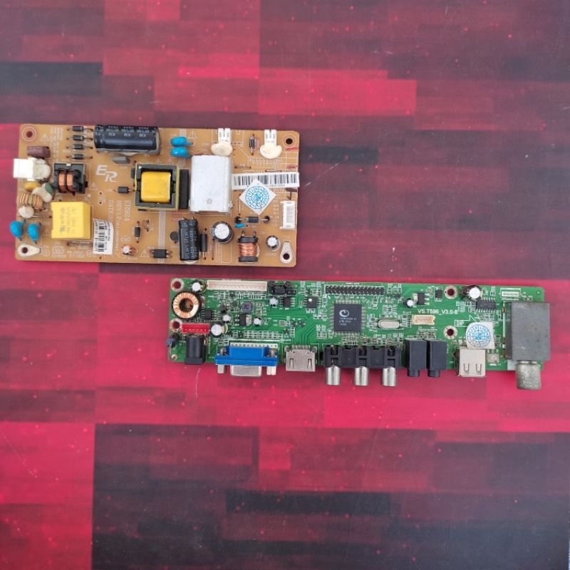 mb mobo mainboard mhoterboard module dan psu power suplay regulator mesin LED tv Ichiko 17-19INC