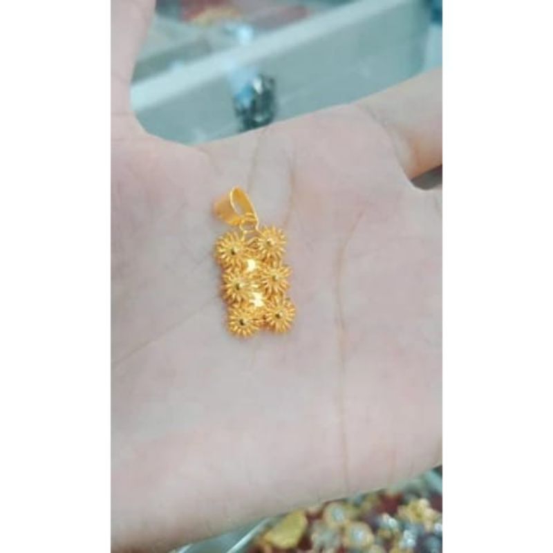 Acc Liontin Emas Bunga Bintik 24K Kadar 99,99%.