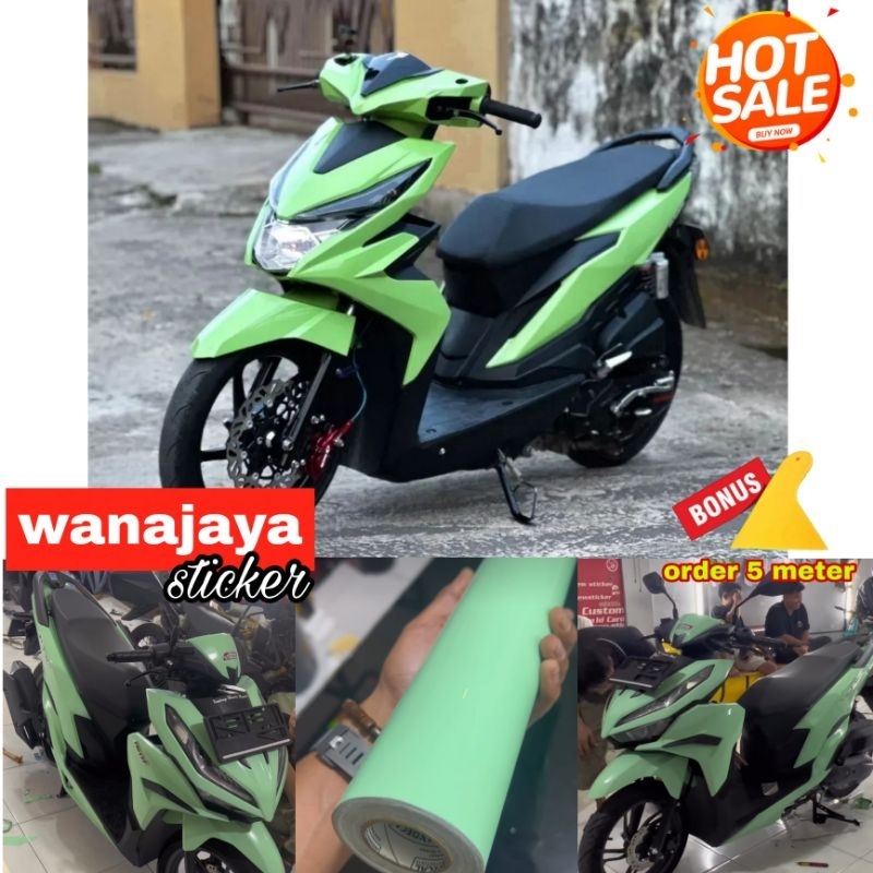 stiker skotlet motor warna hijau pastel skotlet hijau matcha hijau sage