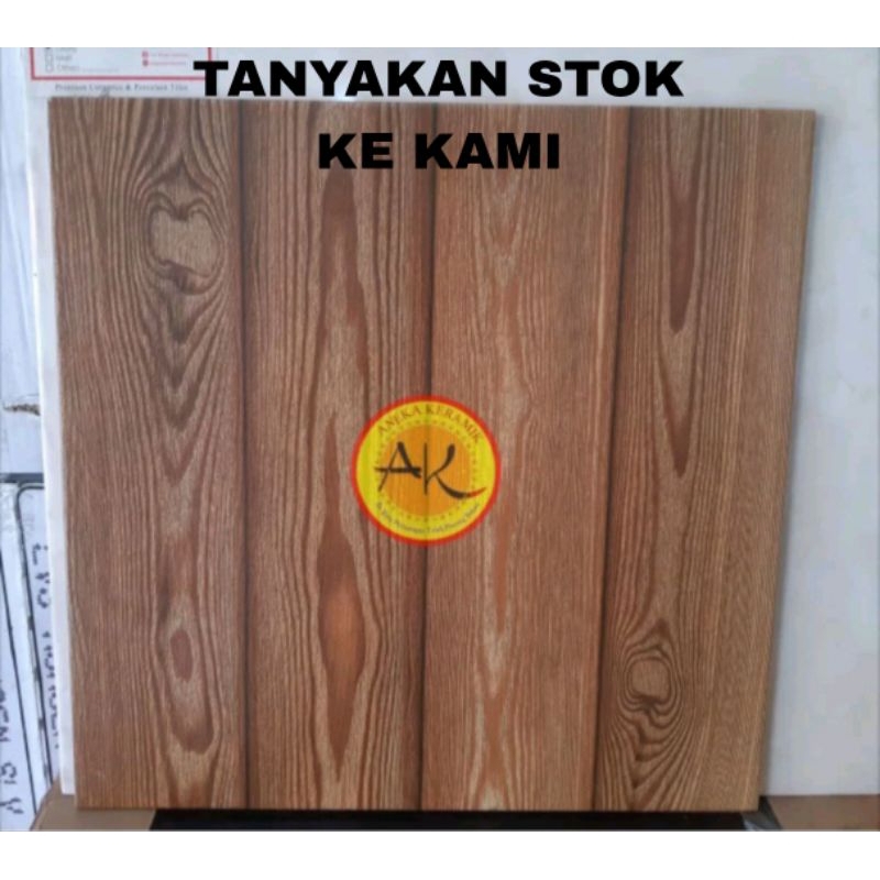 Keramik Lantai Teras Garasi Kasar Matt 40x40 Motif Urat Serat Kayu Parana Brown