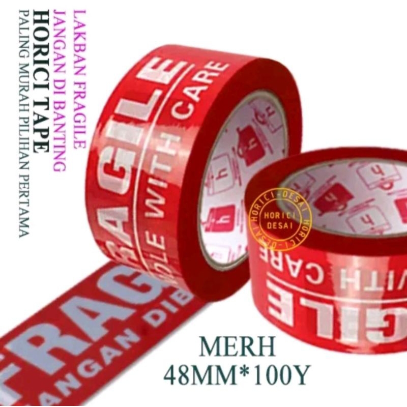 

lakban fragile merk horici 48mlx100yard warna hitam putih