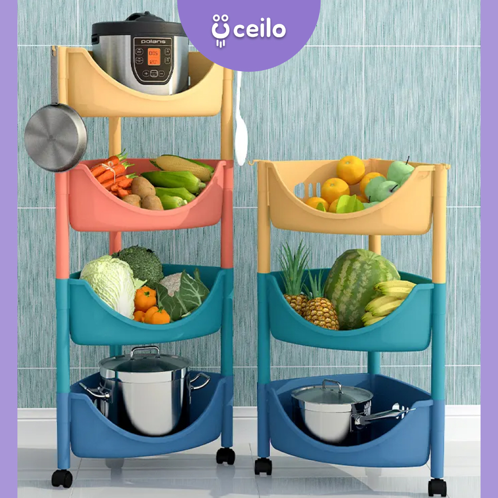 CEILO Rak Storage Keranjang Penyimpanan Susun Multifungsi / Rak Storage Plastik Dapur Untuk Tempat S