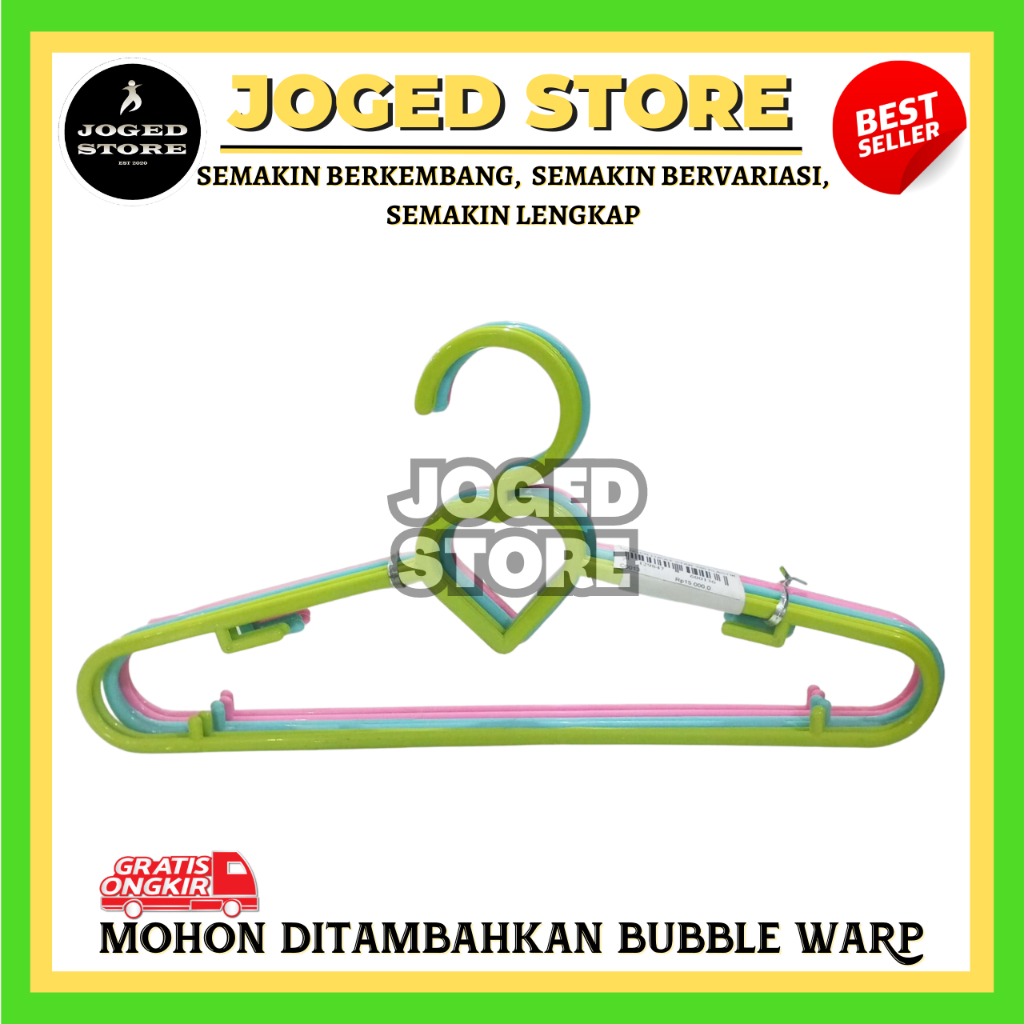 GANTUNGAN BAJU LUCKY STAR 6 PCS | HANGER BAJU PLASTIK KUAT | KASTOK PLASTIK | GANTUNGAN