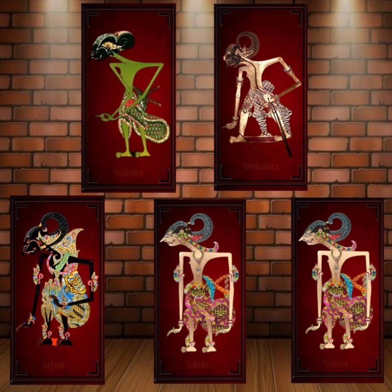 Dekorasi dinding poster pandawa lima untuk hiasan dinding atau walldekor