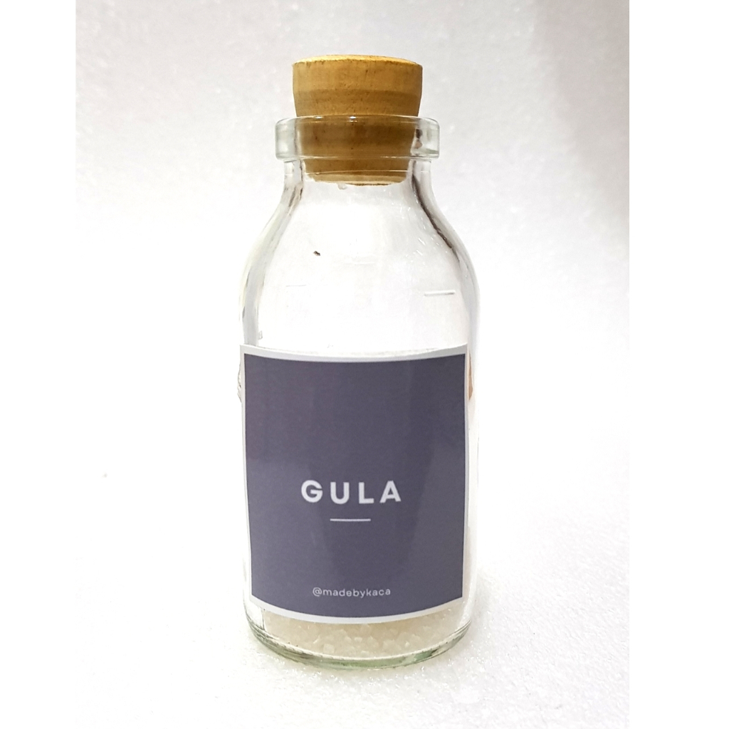 [GW] Botol Bumbu aesthetic rustic /  Botol bumbu kaca + lebel nama bumbu dapur / Botol bumbu tutup k