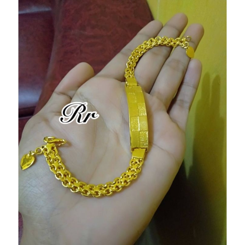 gelang plat lapis mas 24 karat