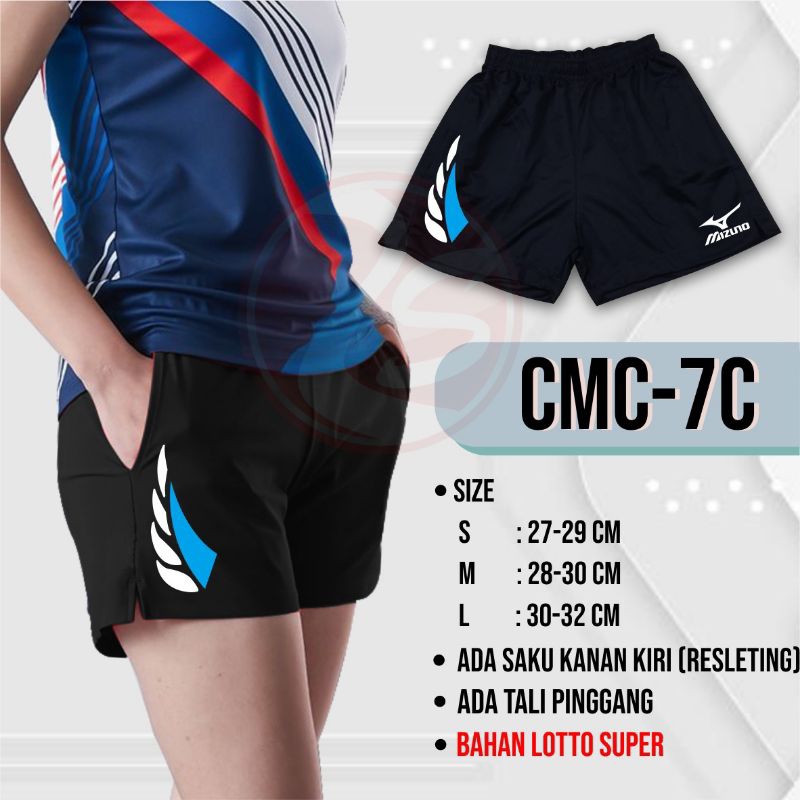 Training cewek kantong resleting celana voli cewe bawahan olahraga wanita hotpants ladies volley bal