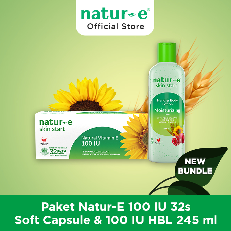 [Bundle] Natur-E 100 IU 32s Soft Capsule & 100 IU Hand Body Lotion 245 ml - Paket Skincare & Supleme