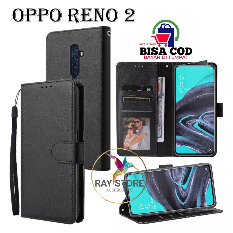 OPPO RENO 2 FLIP LEATHER CASE PREMIUM-FLIP WALLET CASE UNTUK OPPO RENO 2